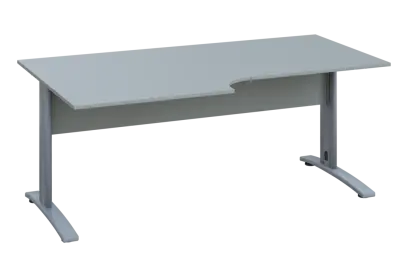 ERK 28 - 188 stůl kancelářský, rohový, levý, kovová podnož stříbrná, deska 25 mm, široký 1800 mm, šedá